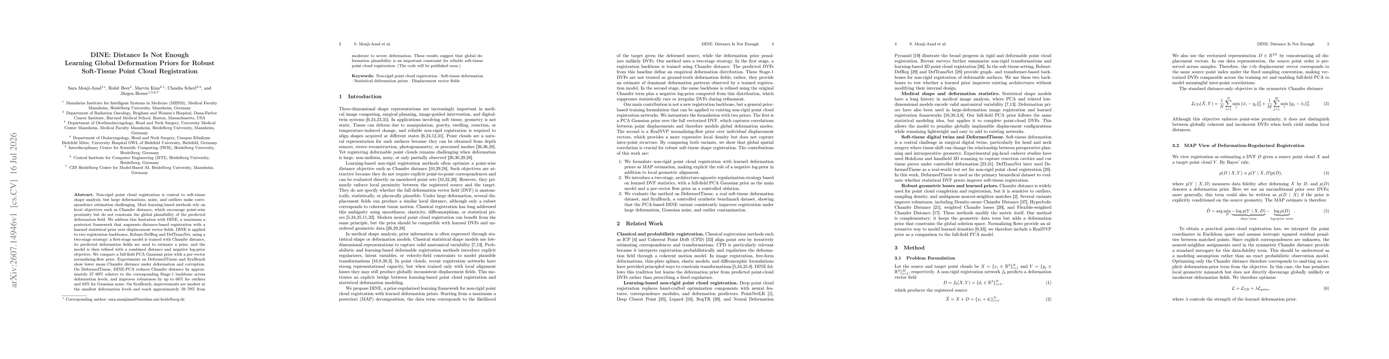 Thumbnail for DINE: Distance Is Not Enough -- Learning Global Deformation Priors for Robust Soft-Tissue Point Cloud Registration