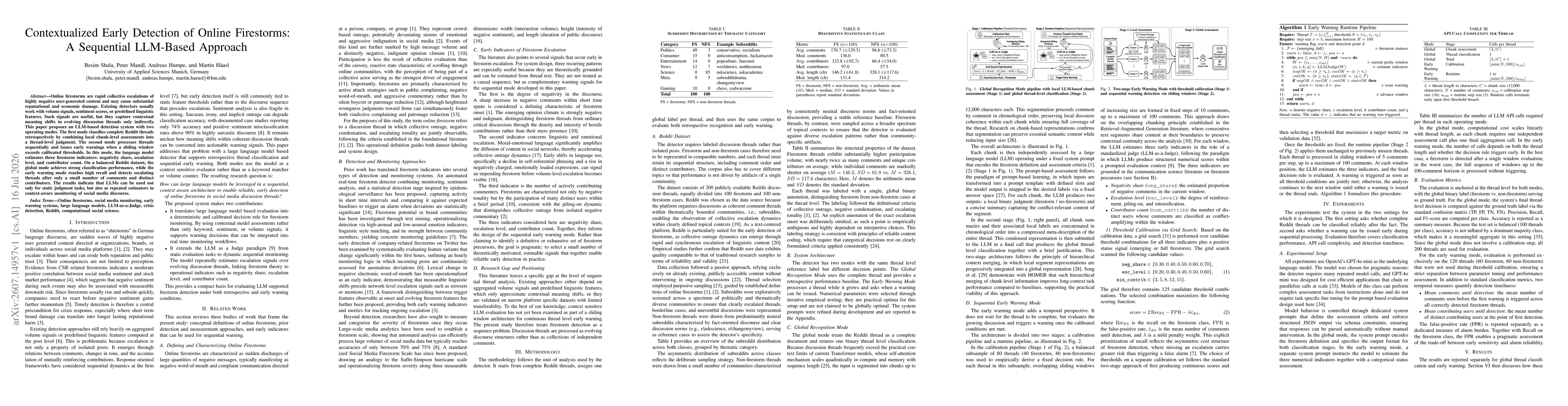 Thumbnail for Contextualized Early Detection of Online Firestorms: A Sequential LLM-Based Approach