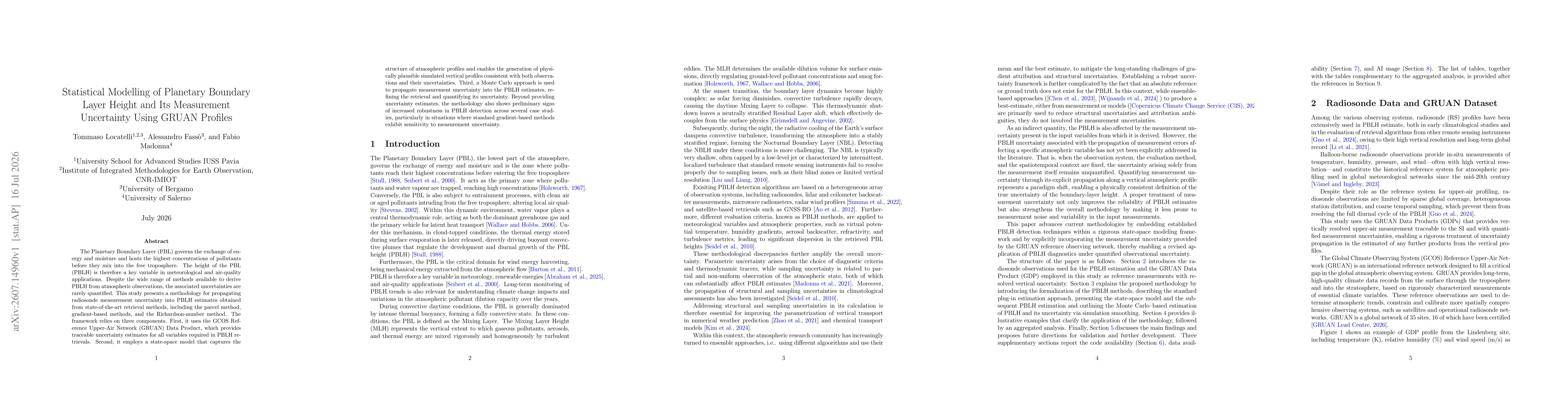 Thumbnail for Statistical Modelling of Planetary Boundary Layer Height and Its Measurement Uncertainty Using GRUAN Profiles