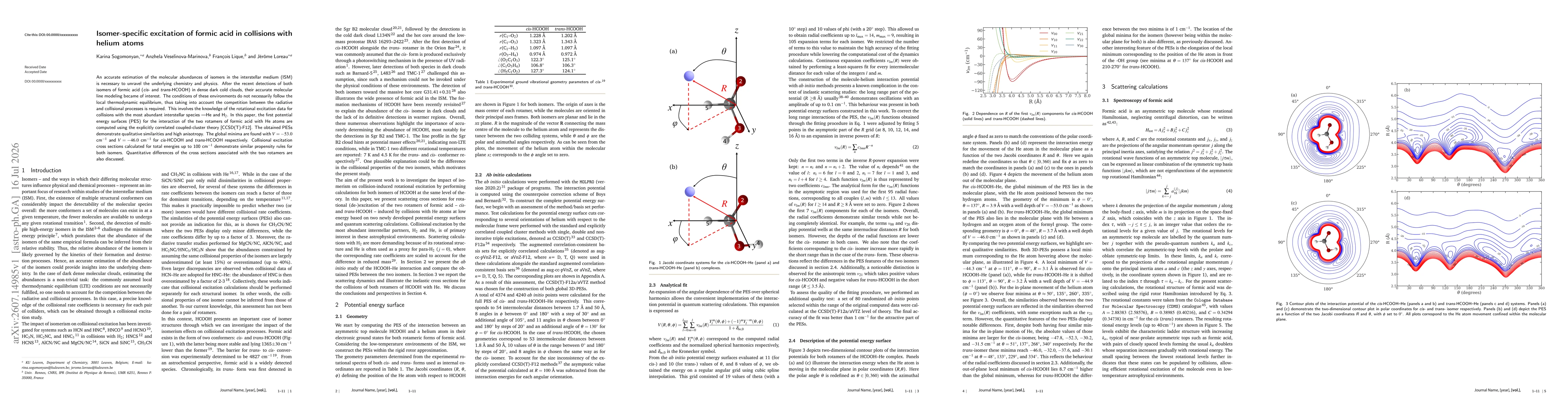 Thumbnail for Isomer-specific excitation of formic acid in collisions with helium atoms