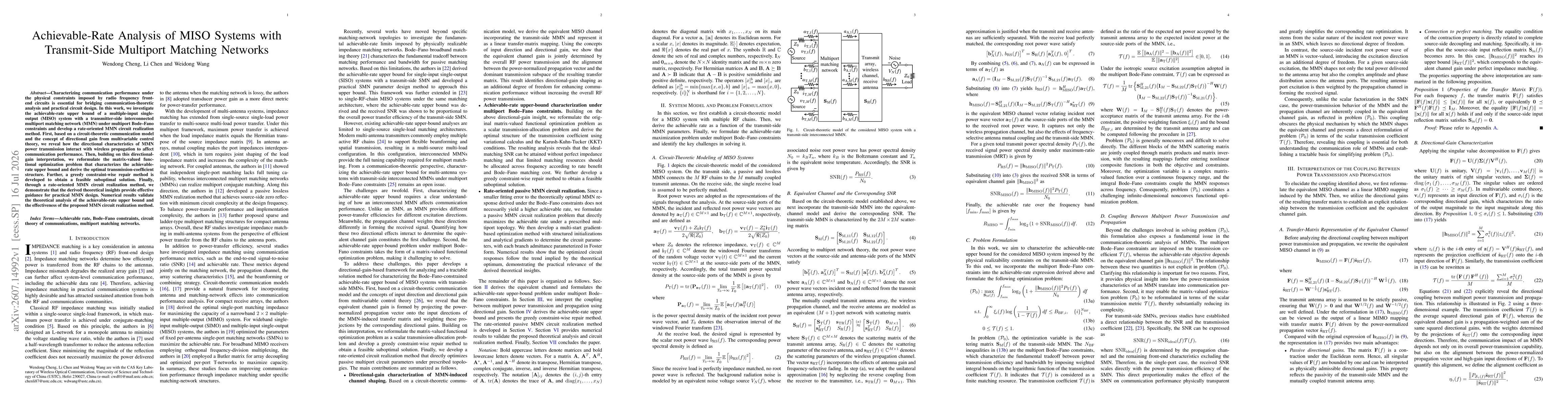 Thumbnail for Achievable-Rate Analysis of MISO Systems with Transmit-Side Multiport Matching Networks