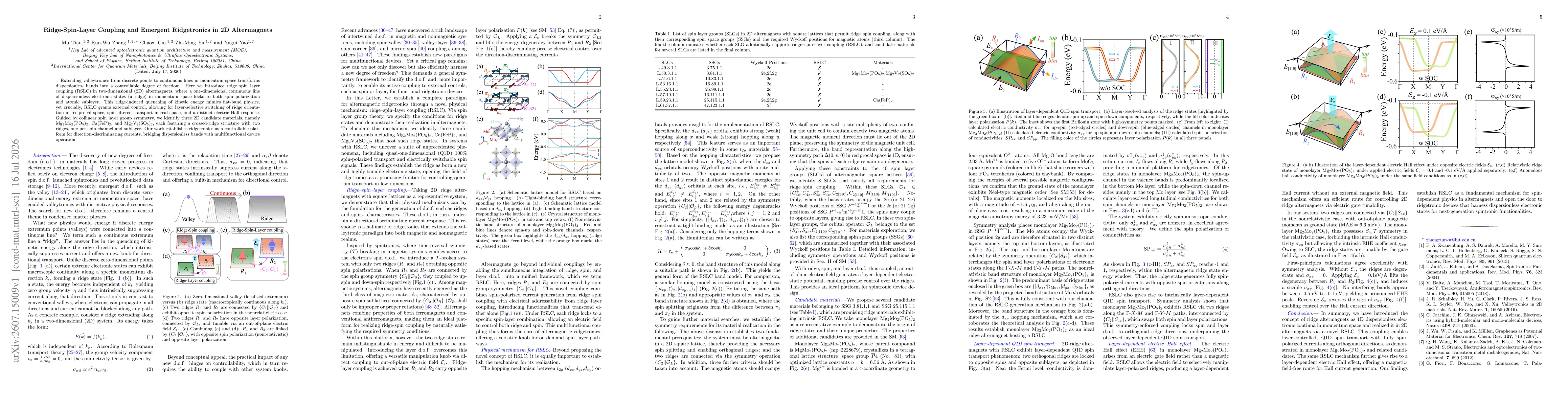 Thumbnail for Ridge-Spin-Layer Coupling and Emergent Ridgetronics in 2D Altermagnets