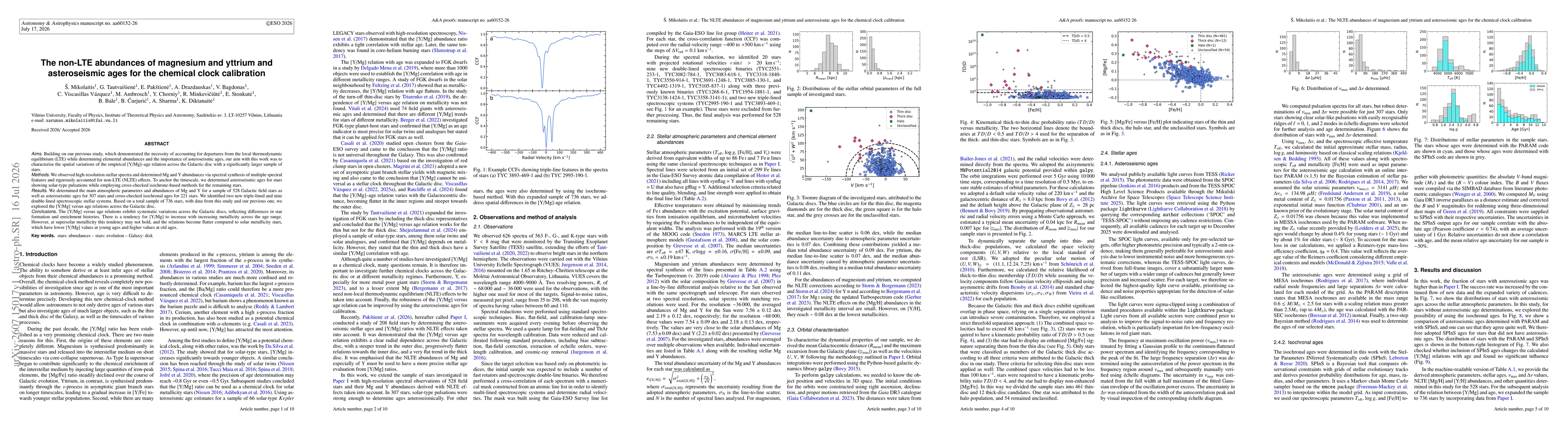 Thumbnail for The non-LTE abundances of magnesium and yttrium and asteroseismic ages for the chemical clock calibration