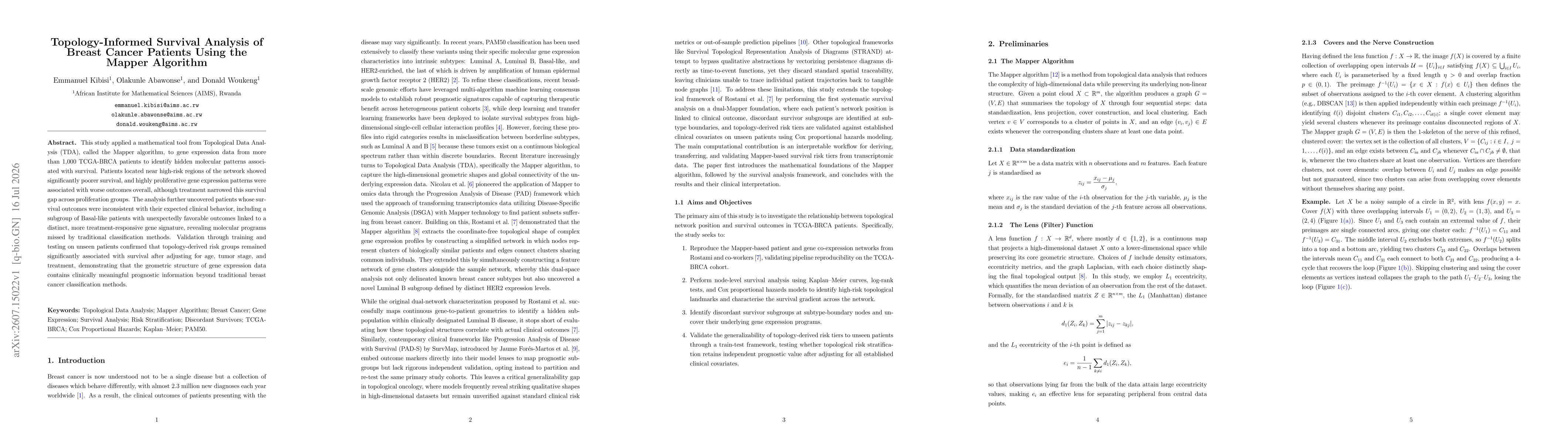 Thumbnail for Topology-Informed Survival Analysis of Breast Cancer Patients Using the Mapper Algorithm