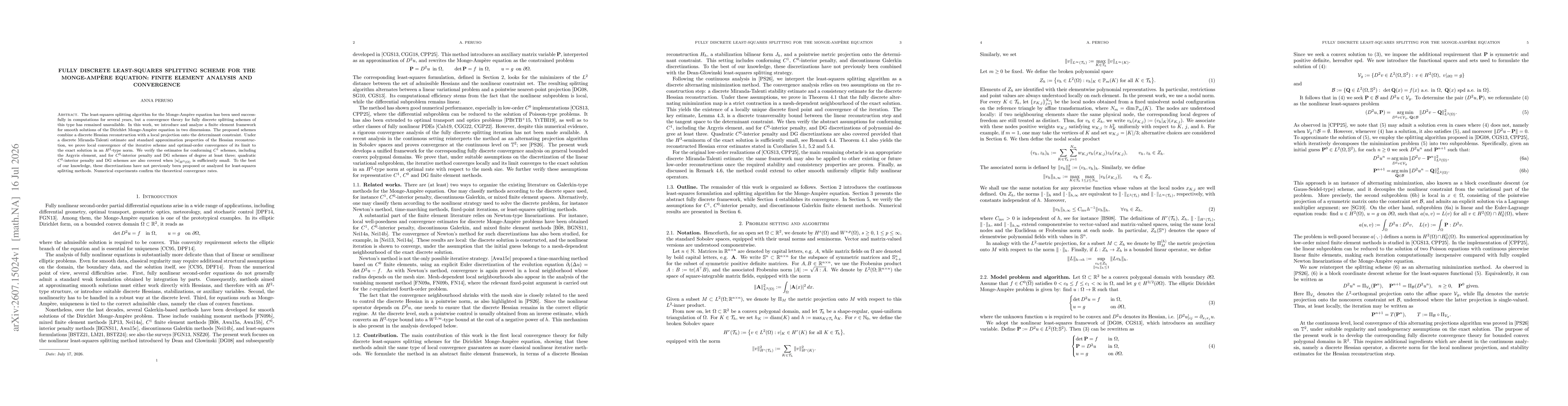 Thumbnail for Fully discrete least-squares splitting scheme for the Monge-Ampère equation: finite element analysis and convergence