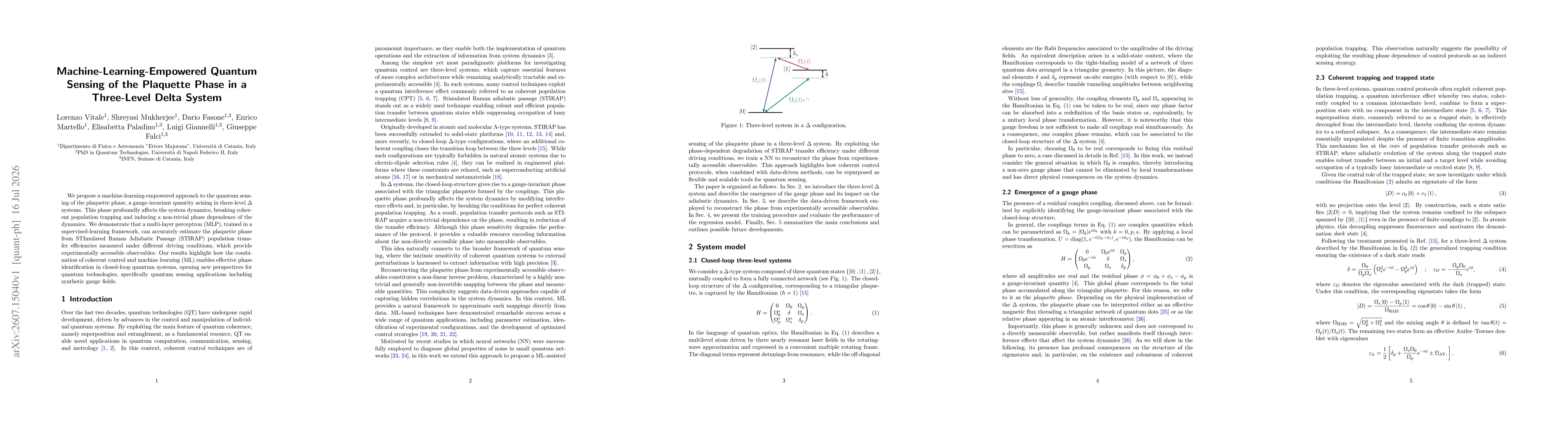 Thumbnail for Machine-Learning-Empowered Quantum Sensing of the Plaquette Phase in a Three-Level Delta System