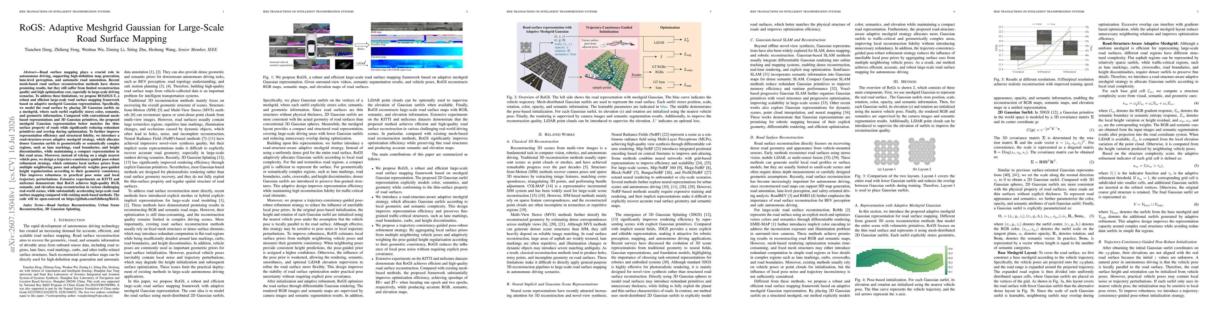 Thumbnail for RoGS: Adaptive Meshgrid Gaussian for Large-Scale Road Surface Mapping