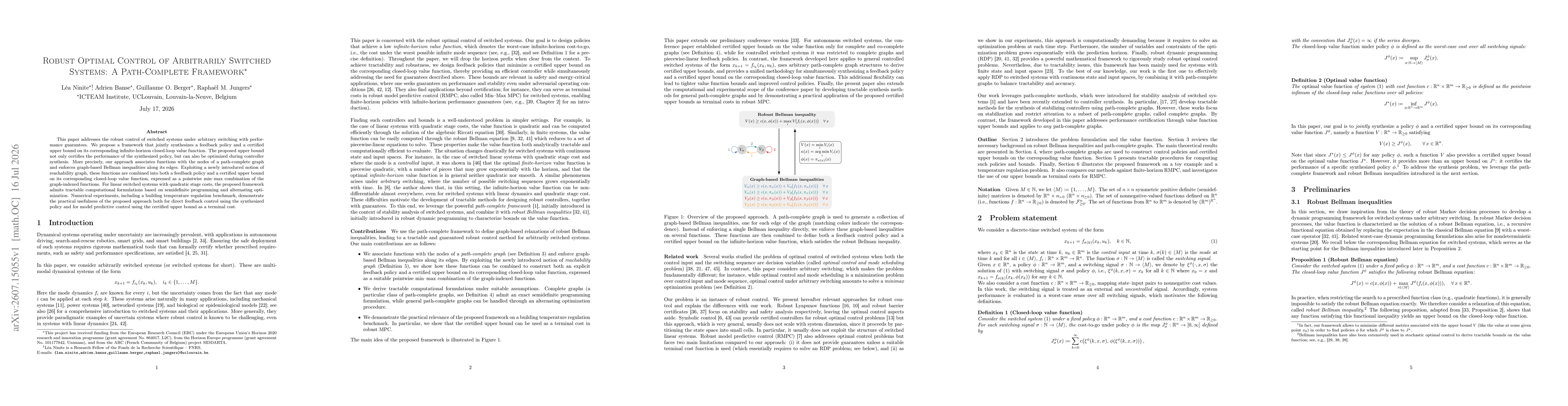 Thumbnail for Robust Optimal Control of Arbitrarily Switched Systems: A Path-Complete Framework