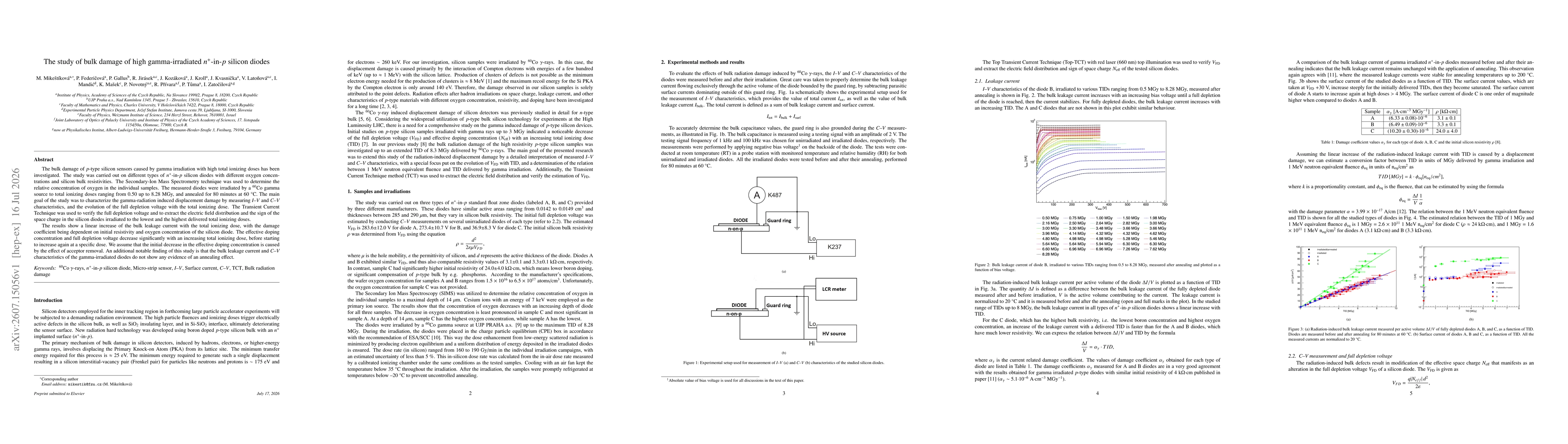 Thumbnail for The study of bulk damage of high gamma-irradiated $n^+$-in-$p$ silicon diodes