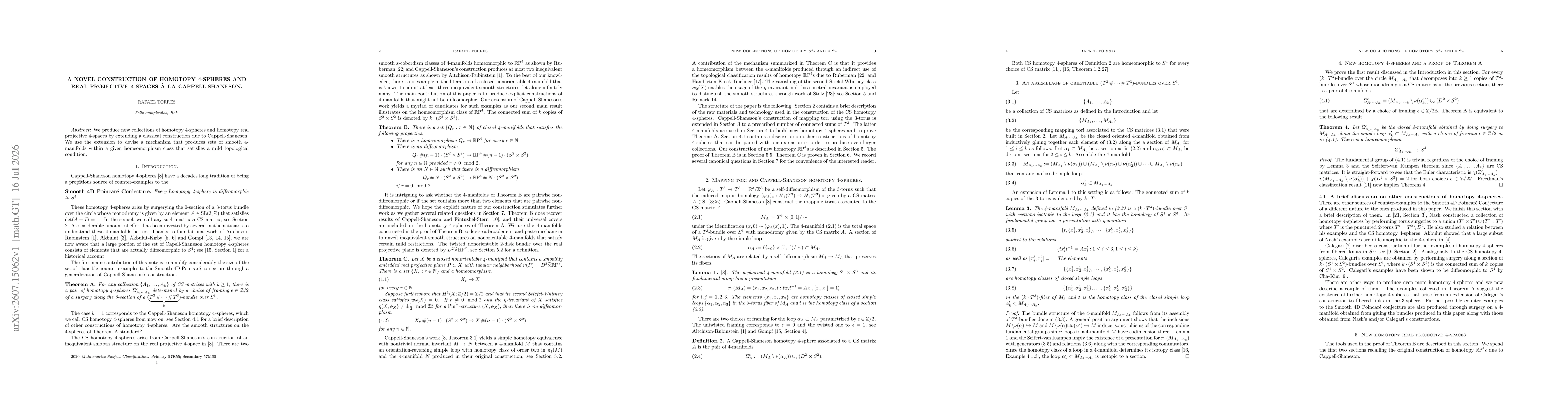 Thumbnail for A novel construction of homotopy 4-spheres and real projective 4-spaces à la Cappell-Shaneson