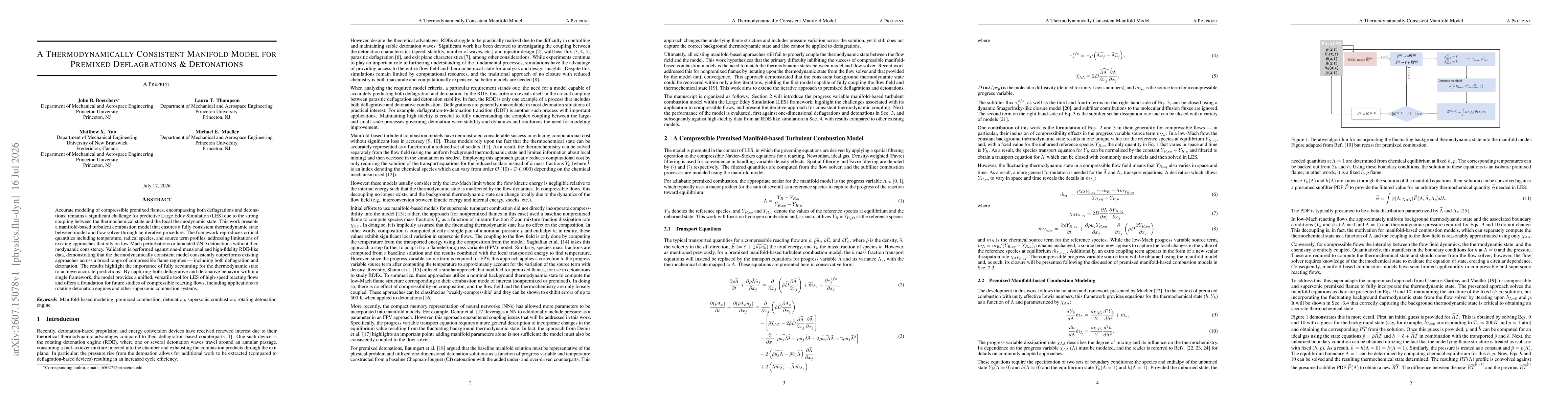 Thumbnail for A Thermodynamically Consistent Manifold Model for Premixed Deflagrations & Detonations