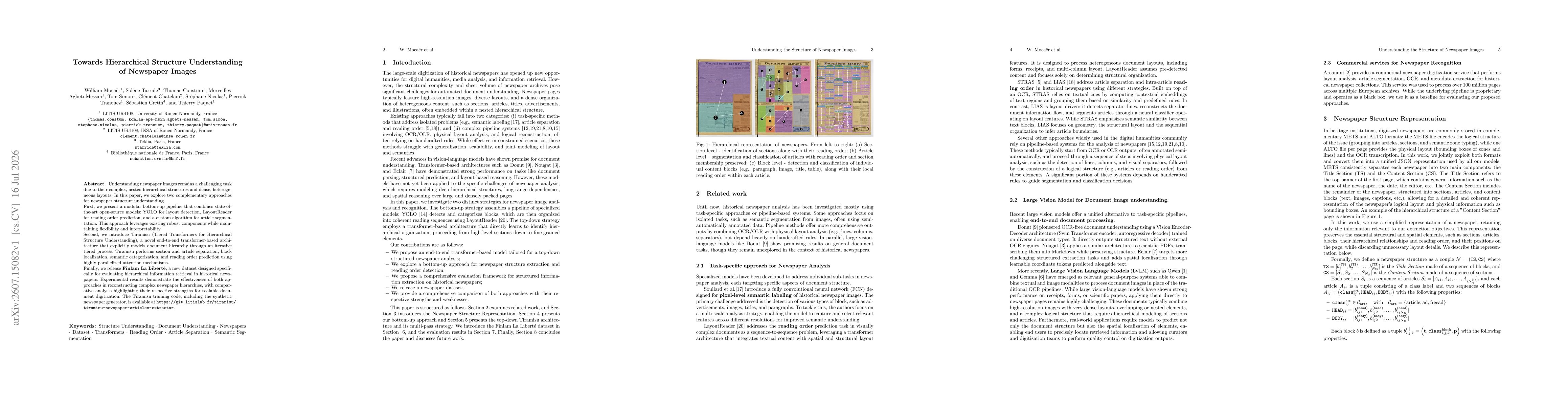 Thumbnail for Towards Hierarchical Structure Understanding of Newspaper Images