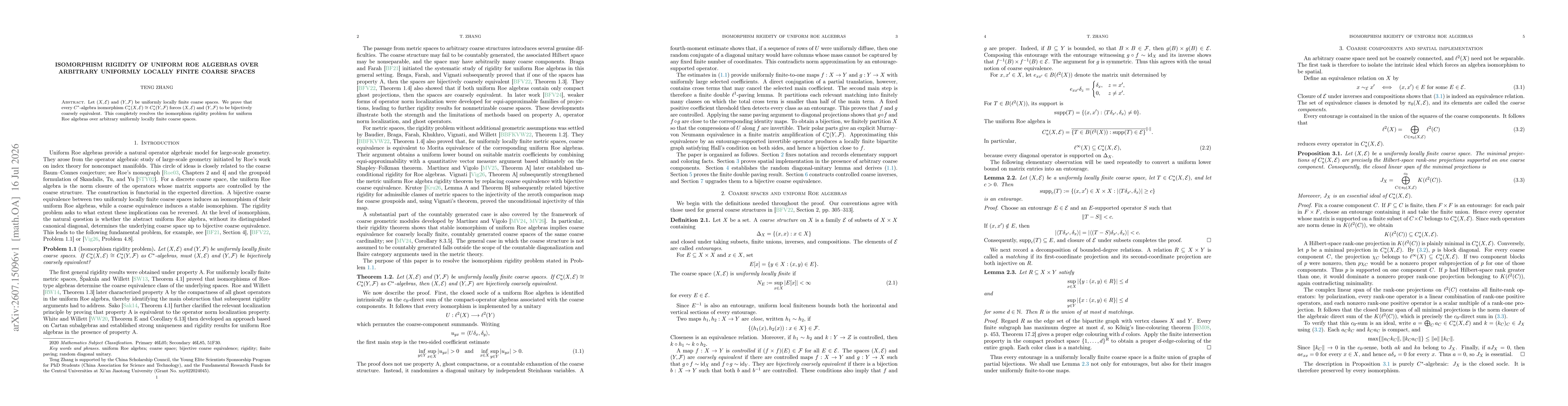 Thumbnail for Isomorphism rigidity of uniform Roe algebras over arbitrary uniformly locally finite coarse spaces