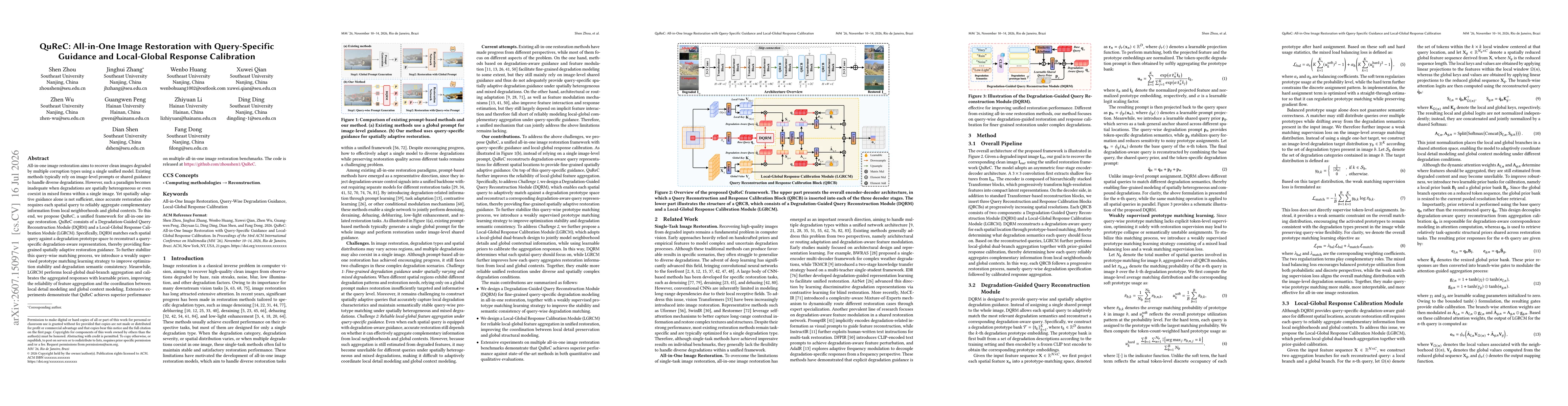 Thumbnail for QuReC: All-in-One Image Restoration with Query-Specific Guidance and Local-Global Response Calibration