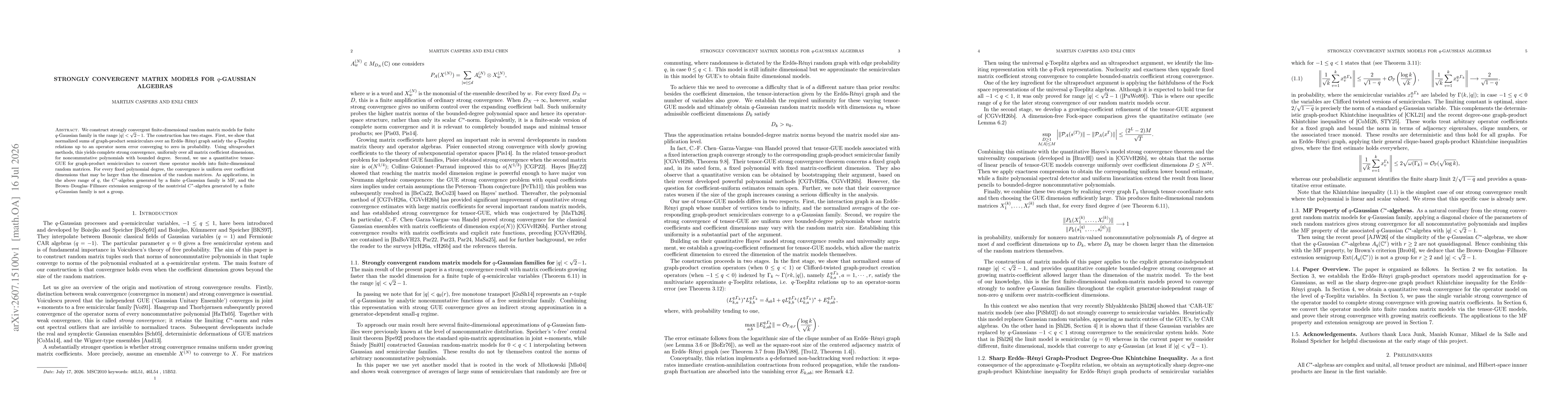 Thumbnail for Strongly convergent matrix models for $q$-Gaussian algebras