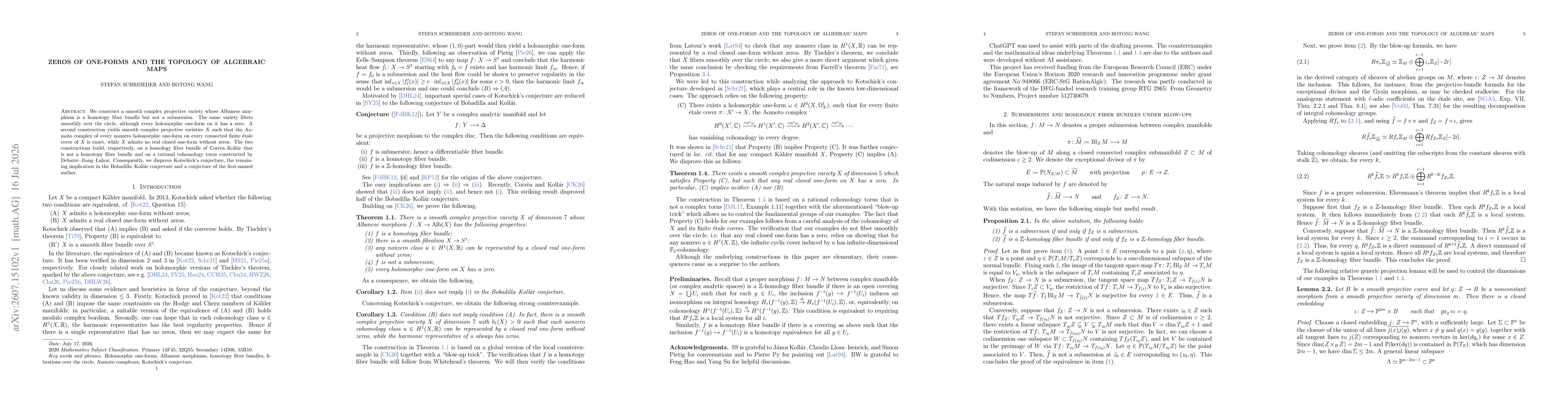 Thumbnail for Zeros of one-forms and the topology of algebraic maps