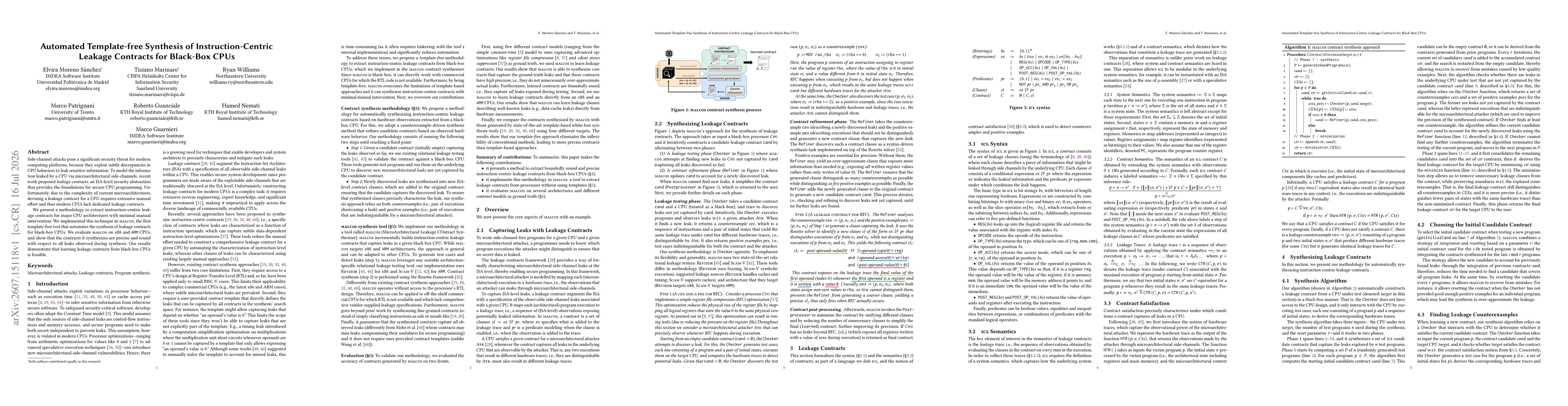 Thumbnail for Automated Template-free Synthesis of Instruction-Centric Leakage Contracts for Black-Box CPUs