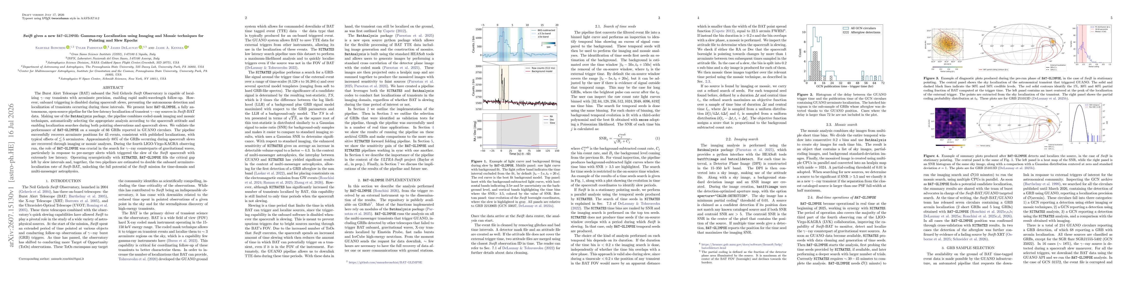 Thumbnail for Swift gives a new BAT-GLIMPSE: Gamma-ray Localization using Imaging and Mosaic techniques for Pointing and Slew Epochs