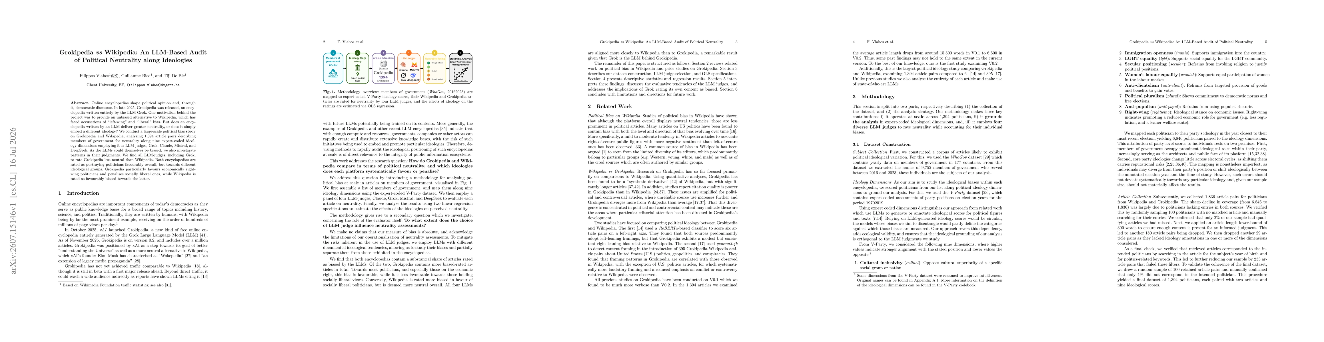 Thumbnail for Grokipedia vs Wikipedia: An LLM-Based Audit of Political Neutrality along Ideologies