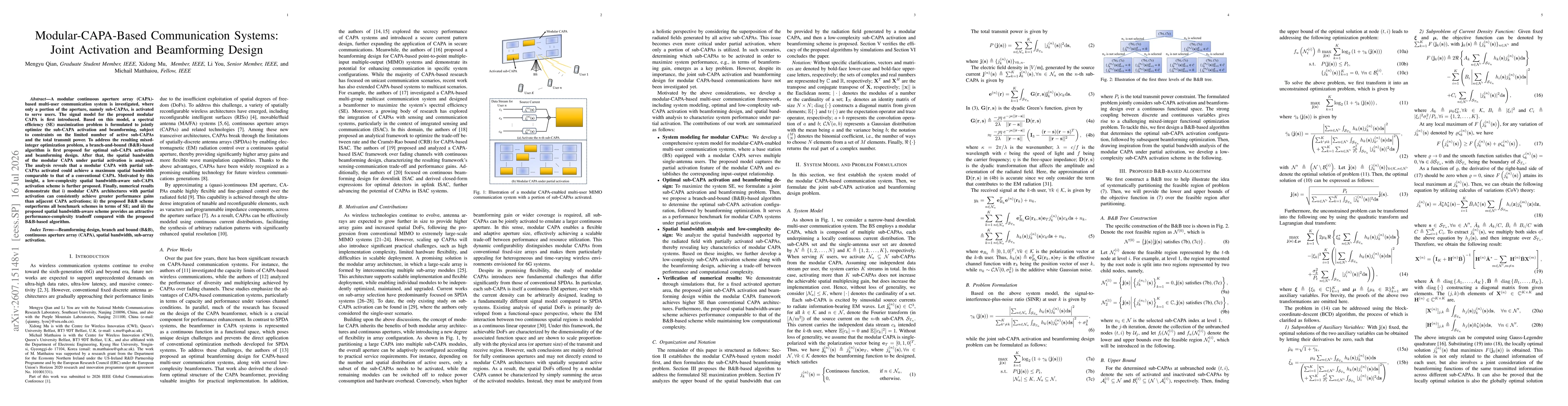 Thumbnail for Modular-CAPA-Based Communication Systems: Joint Activation and Beamforming Design