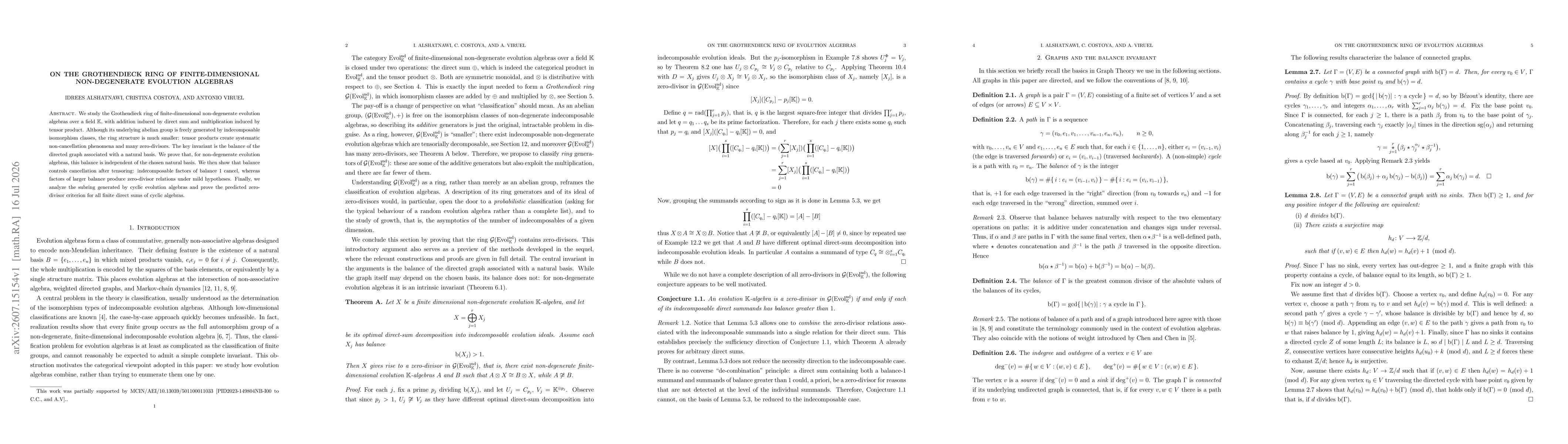 Thumbnail for On the Grothendieck Ring of Finite-Dimensional Non-Degenerate Evolution Algebras