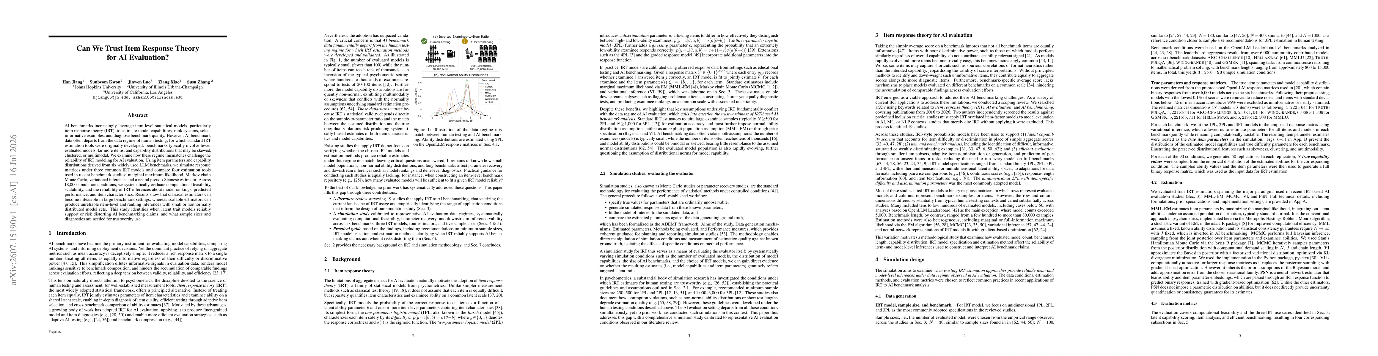 Thumbnail for Can We Trust Item Response Theory for AI Evaluation?