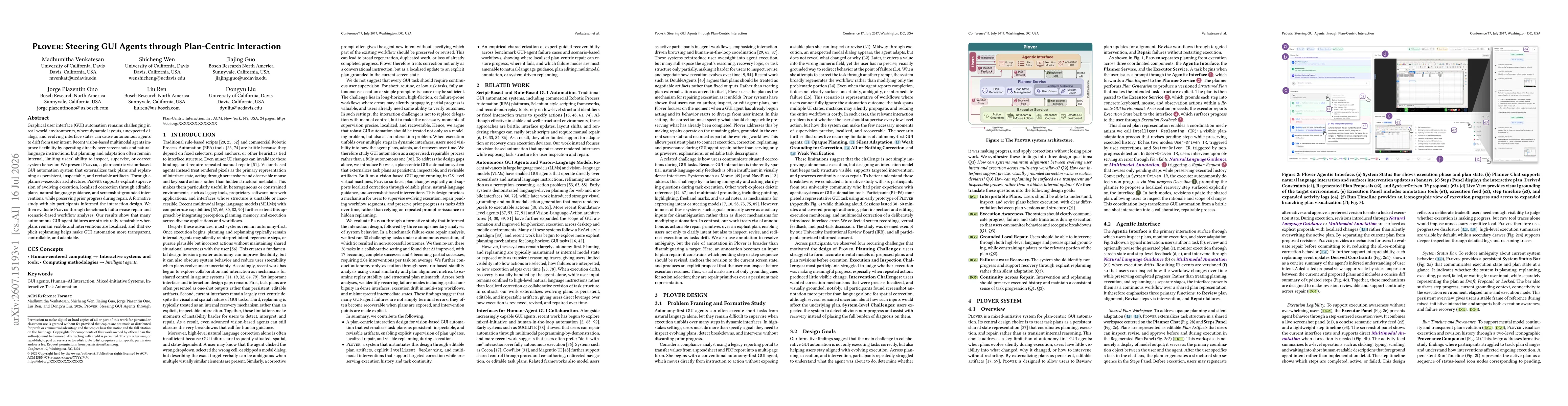 Thumbnail for Plover: Steering GUI Agents through Plan-Centric Interaction