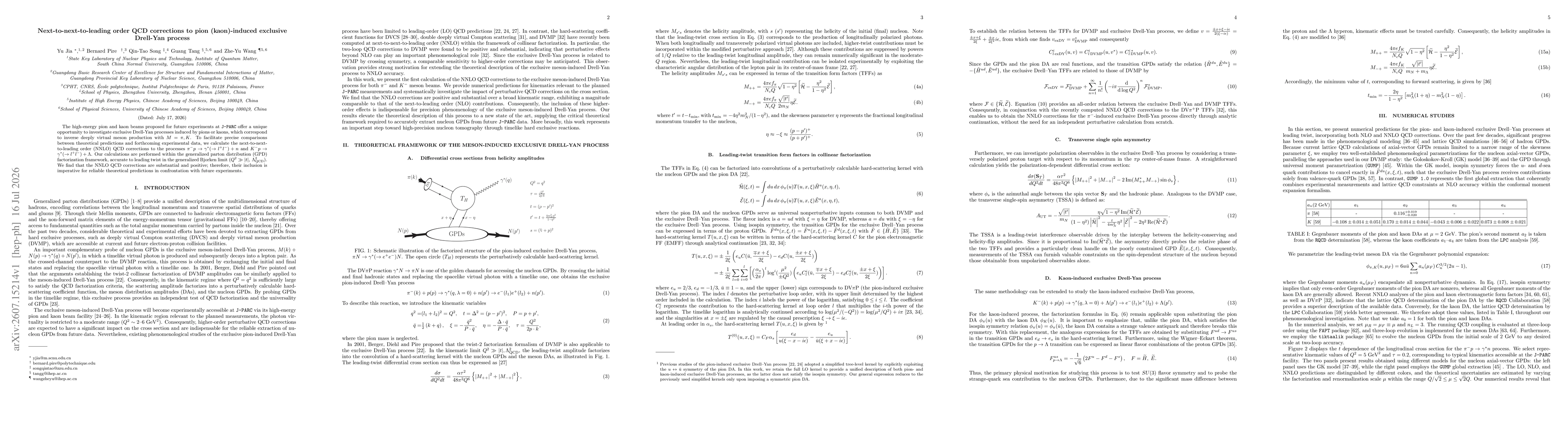 Thumbnail for Next-to-next-to-leading order QCD corrections to pion (kaon)-induced exclusive Drell-Yan process