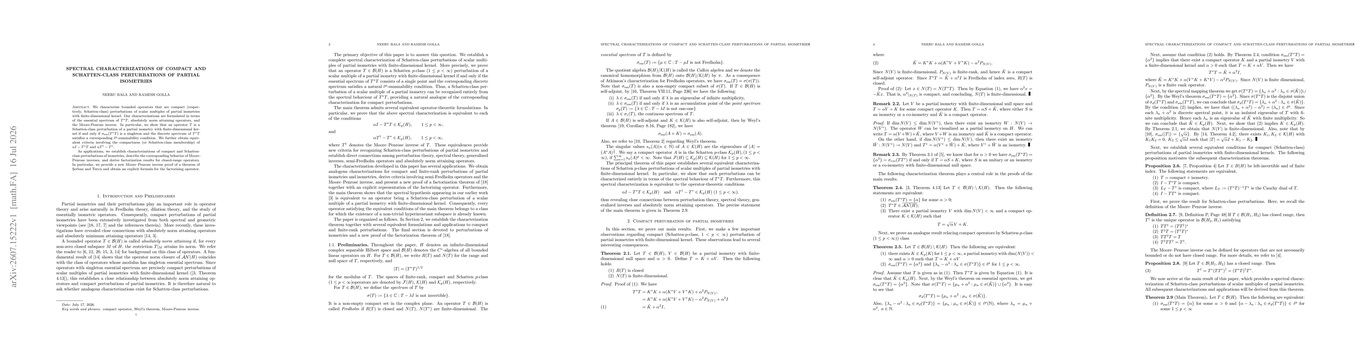 Thumbnail for Spectral Characterizations of Schatten-class perturbations of Partial isometries