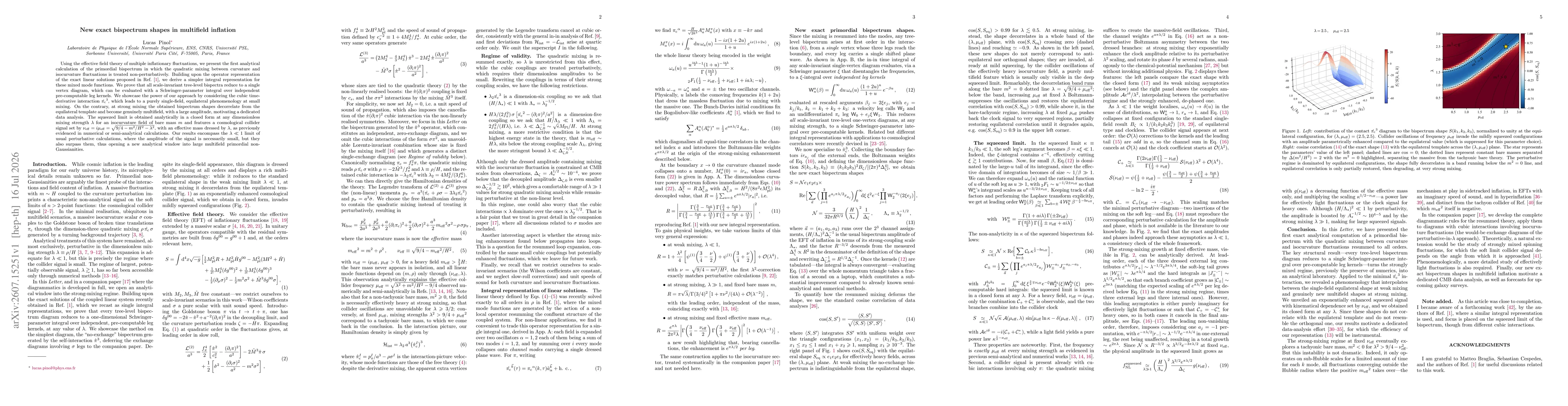 Thumbnail for New exact bispectrum shapes in multifield inflation