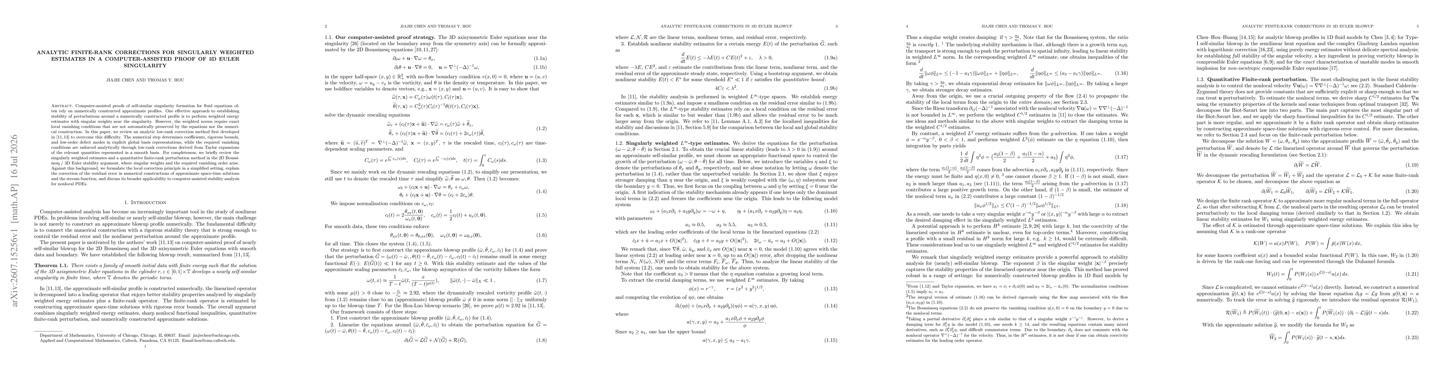 Thumbnail for Analytic finite-rank corrections for singularly weighted estimates in a computer-assisted proof of 3D Euler singularity