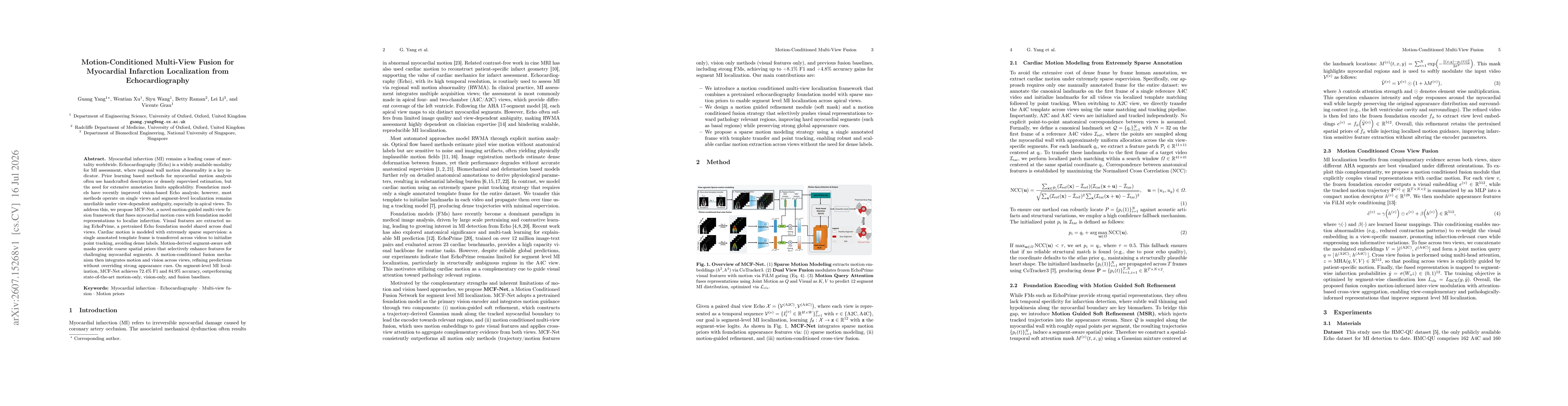 Thumbnail for Motion-Conditioned Multi-View Fusion for Myocardial Infarction Localization from Echocardiography