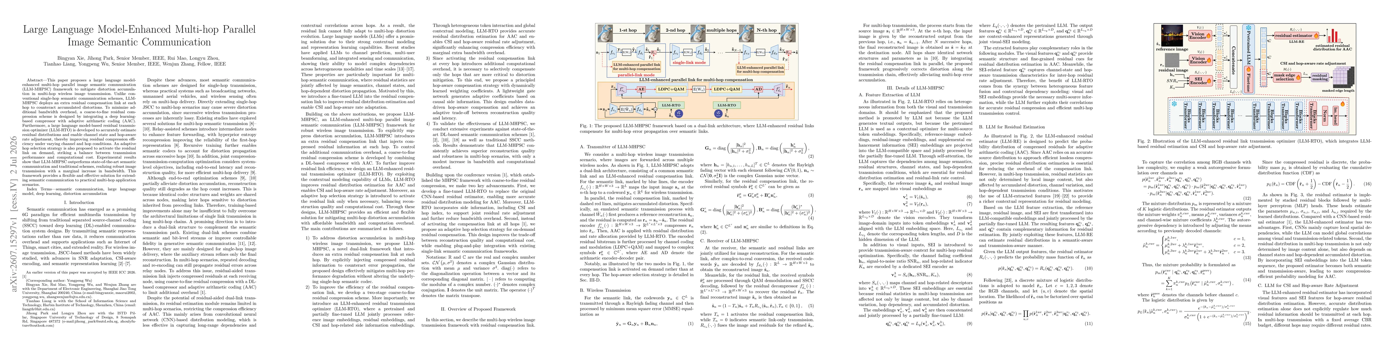 Thumbnail for Large Language Model-Enhanced Multi-hop Parallel Image Semantic Communication