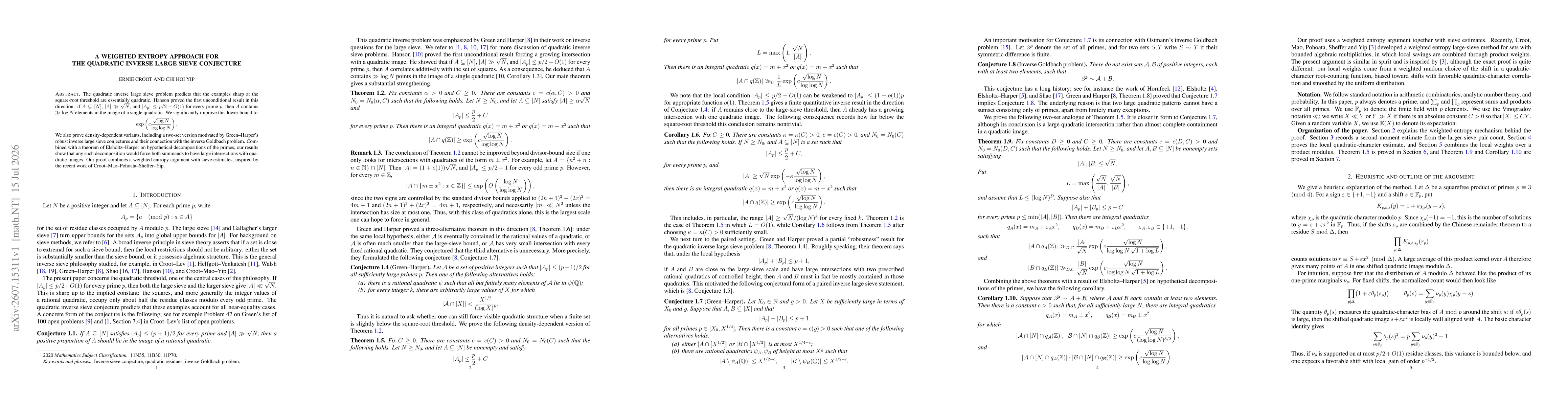 Thumbnail for A weighted entropy approach for the quadratic inverse large sieve conjecture