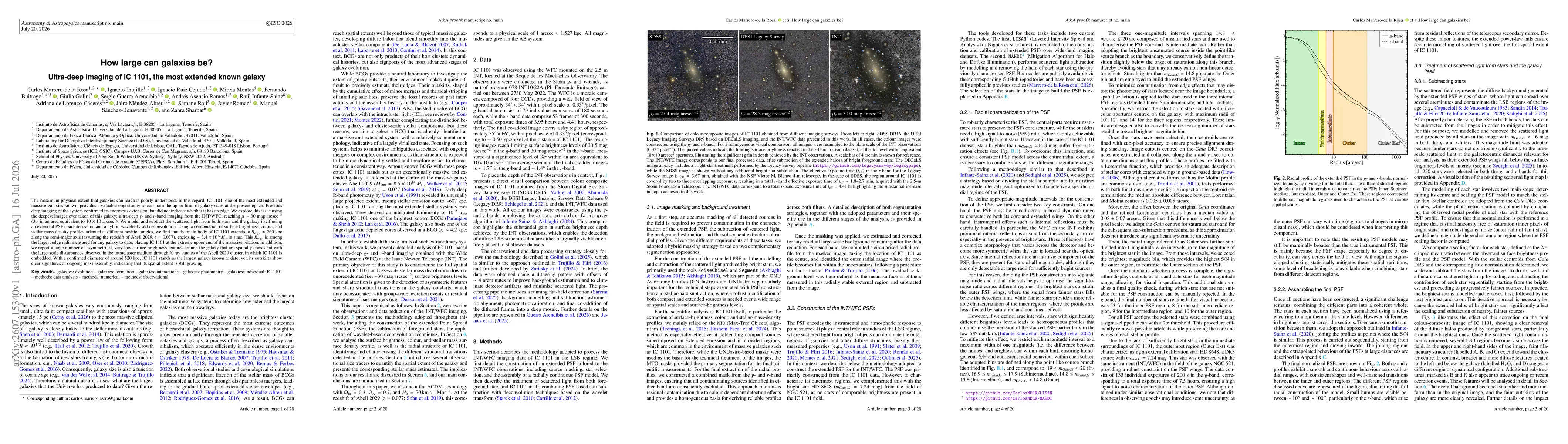 Thumbnail for How large can galaxies be? Ultra-deep imaging of IC 1101, the most extended known galaxy