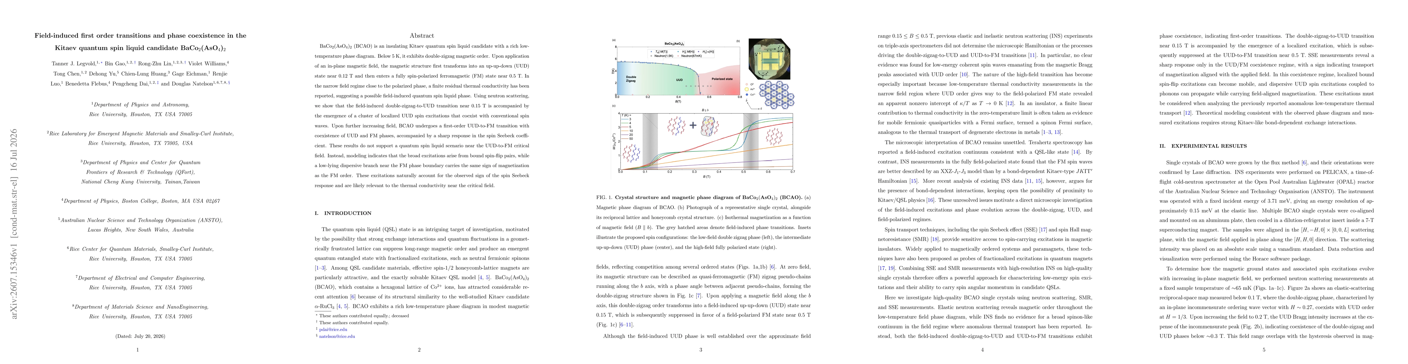 Thumbnail for Field-induced first order transitions and phase coexistence in the Kitaev quantum spin liquid candidate BaCo2(AsO4)2