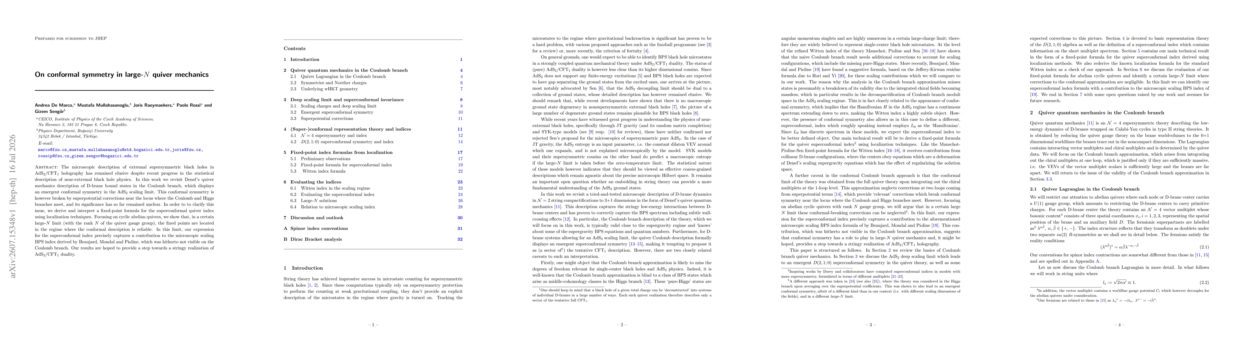 Thumbnail for On conformal symmetry in large-$N$ quiver mechanics