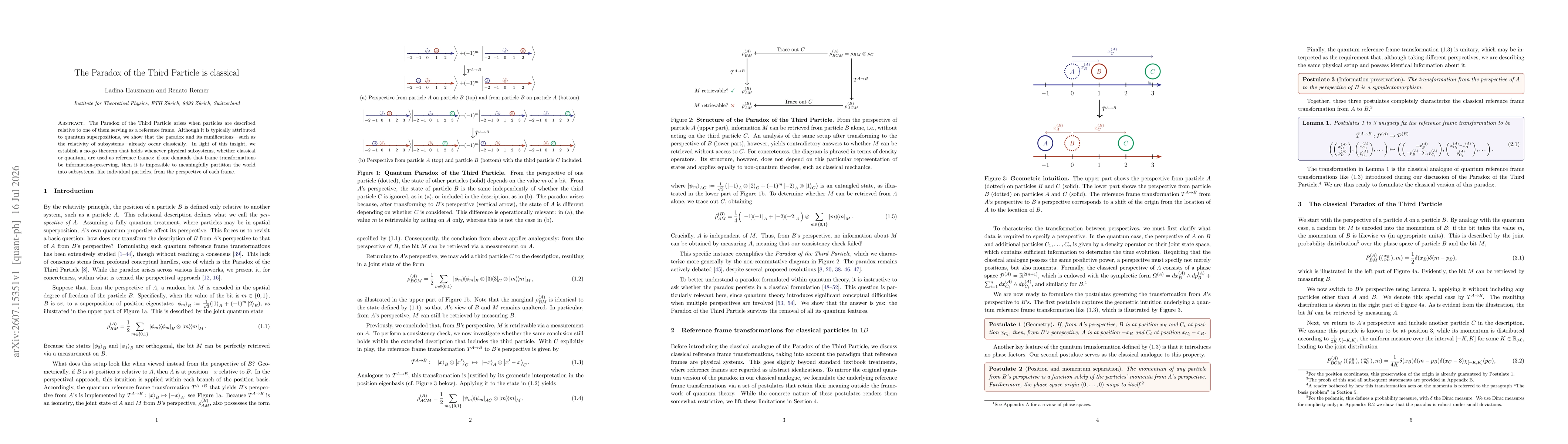 Thumbnail for The Paradox of the Third Particle is classical