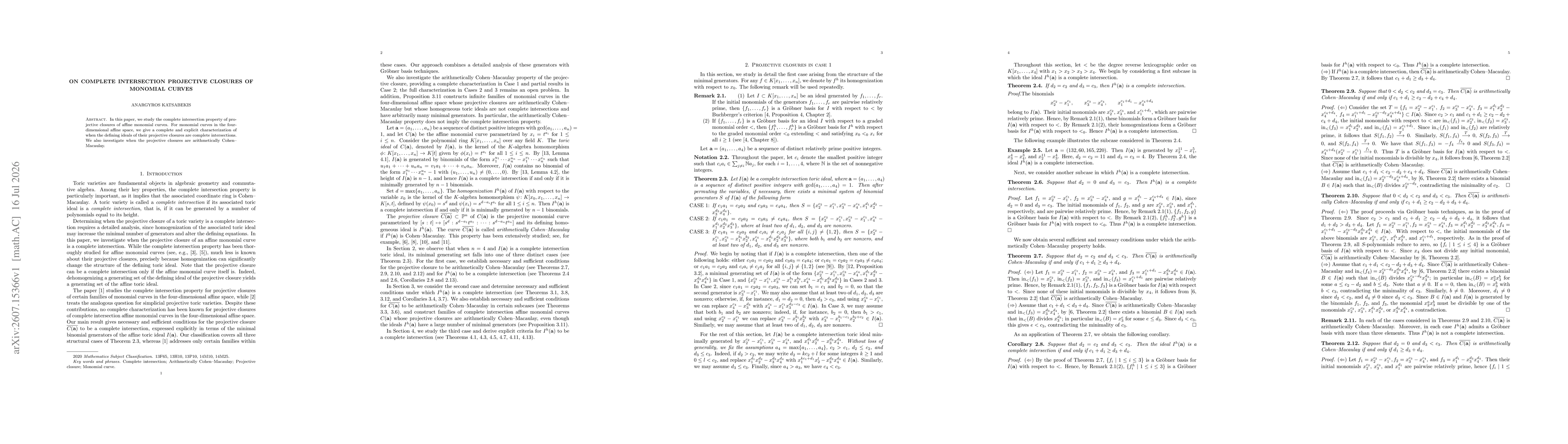 Thumbnail for On complete intersection projective closures of monomial curves