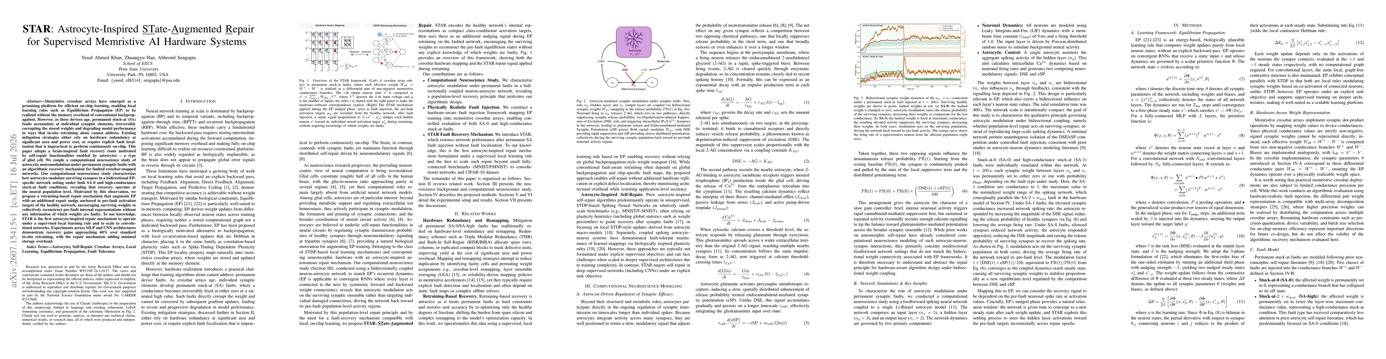 Thumbnail for STAR: Astrocyte-Inspired State-Augmented Repair for Supervised Memristive AI Hardware Systems