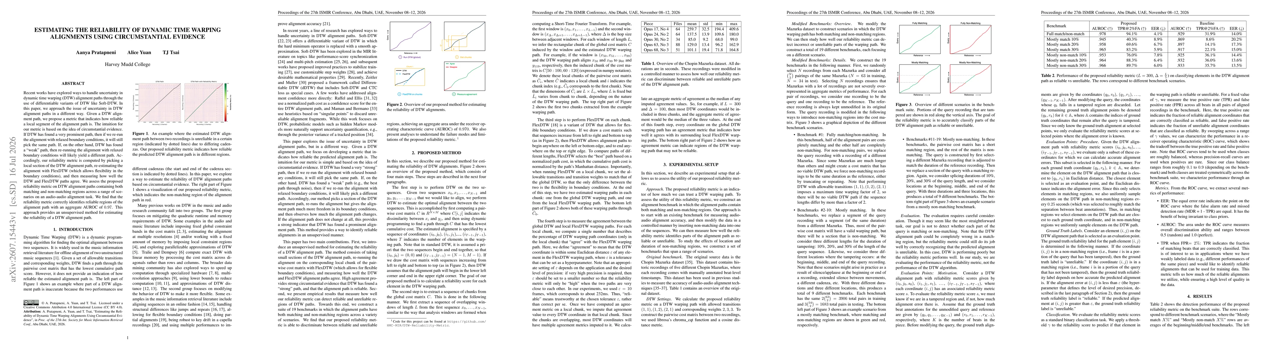 Thumbnail for Estimating the Reliability of Dynamic Time Warping Alignments Using Circumstantial Evidence