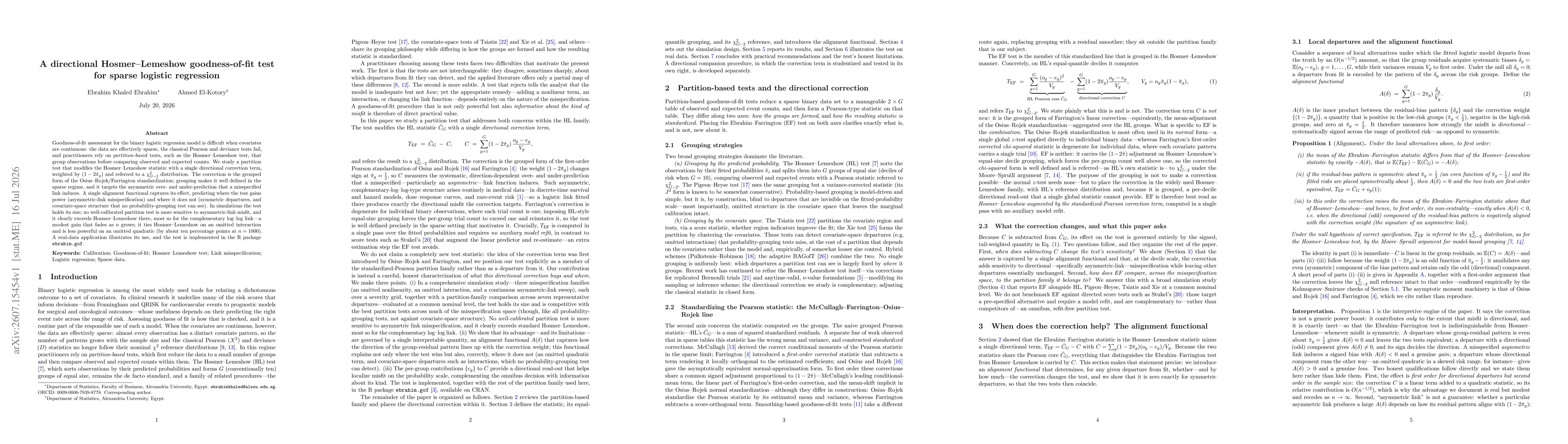 Thumbnail for A directional Hosmer-Lemeshow goodness-of-fit test for sparse logistic regression