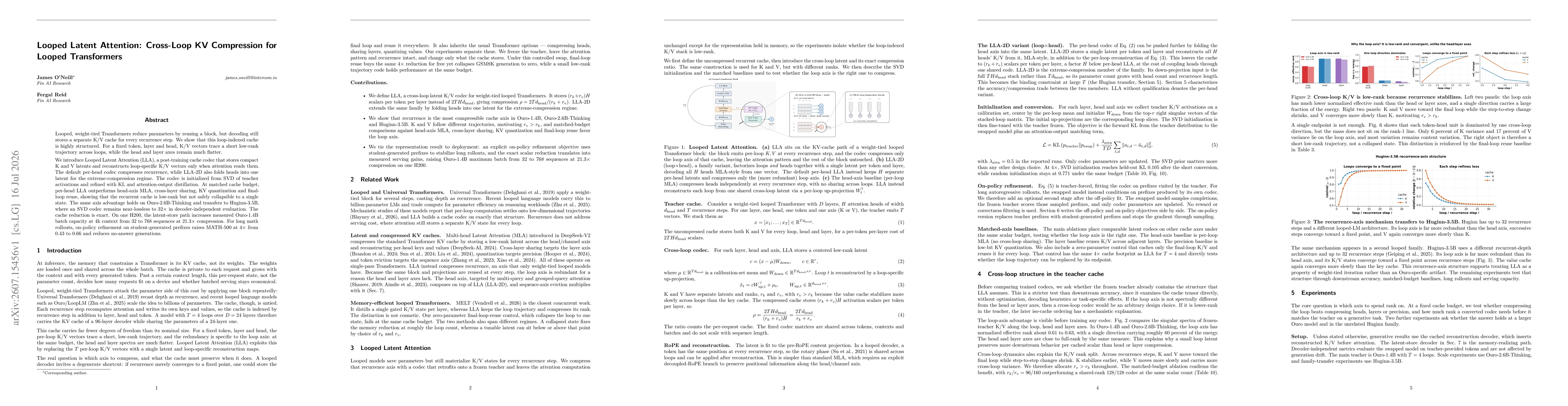 Thumbnail for Looped Latent Attention: Cross-Loop KV Compression for Looped Transformers