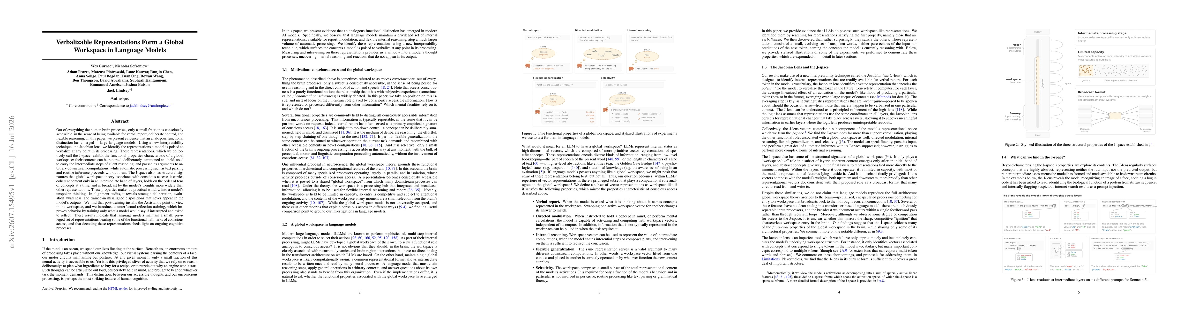 Thumbnail for Verbalizable Representations Form a Global Workspace in Language Models