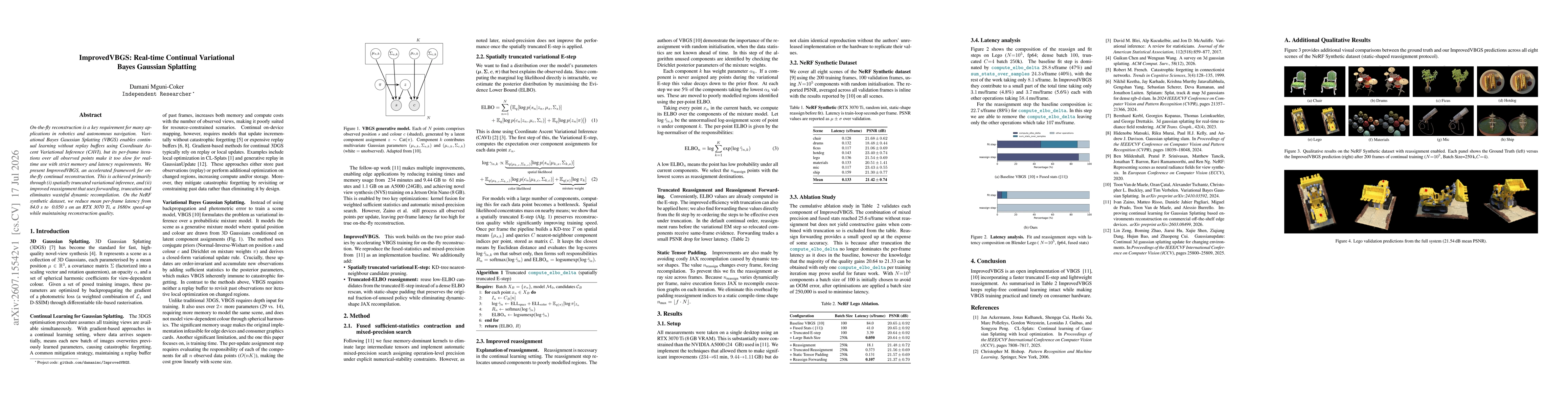 Thumbnail for ImprovedVBGS: Real-time Continual Variational Bayes Gaussian Splatting