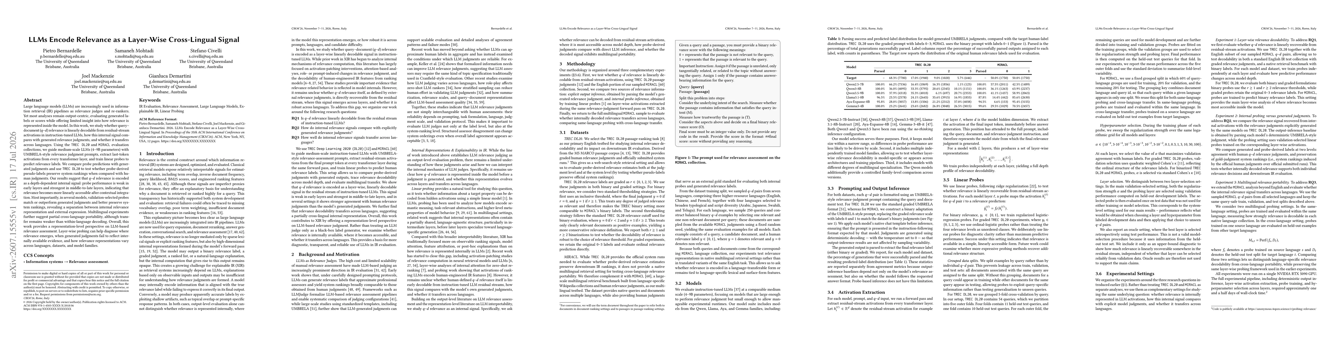 Thumbnail for LLMs Encode Relevance as a Layer-Wise Cross-Lingual Signal