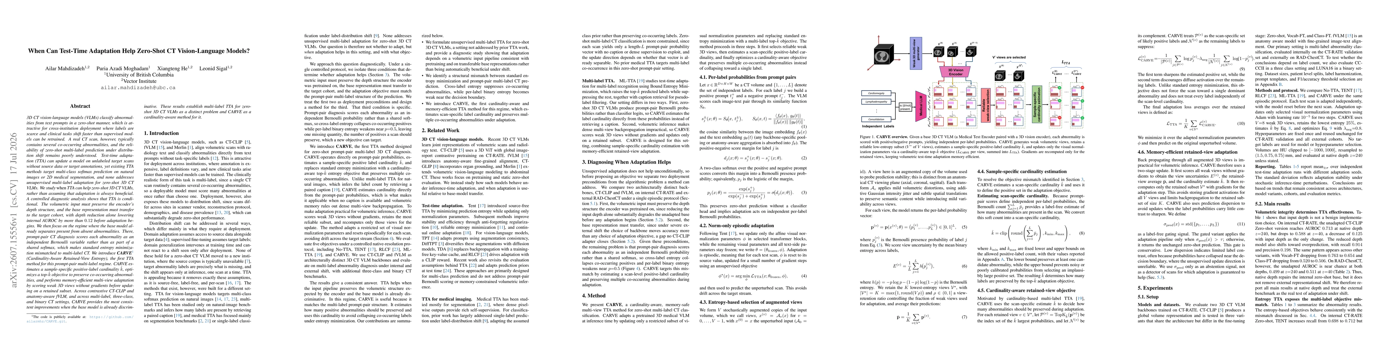 Thumbnail for When Can Test-Time Adaptation Help Zero-Shot CT Vision-Language Models?