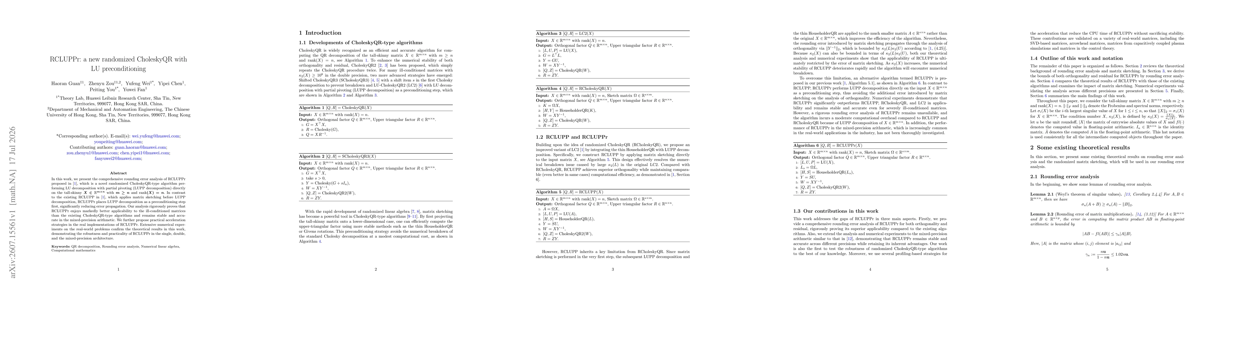 Thumbnail for RCLUPPr: a new randomized CholeskyQR with LU preconditioning