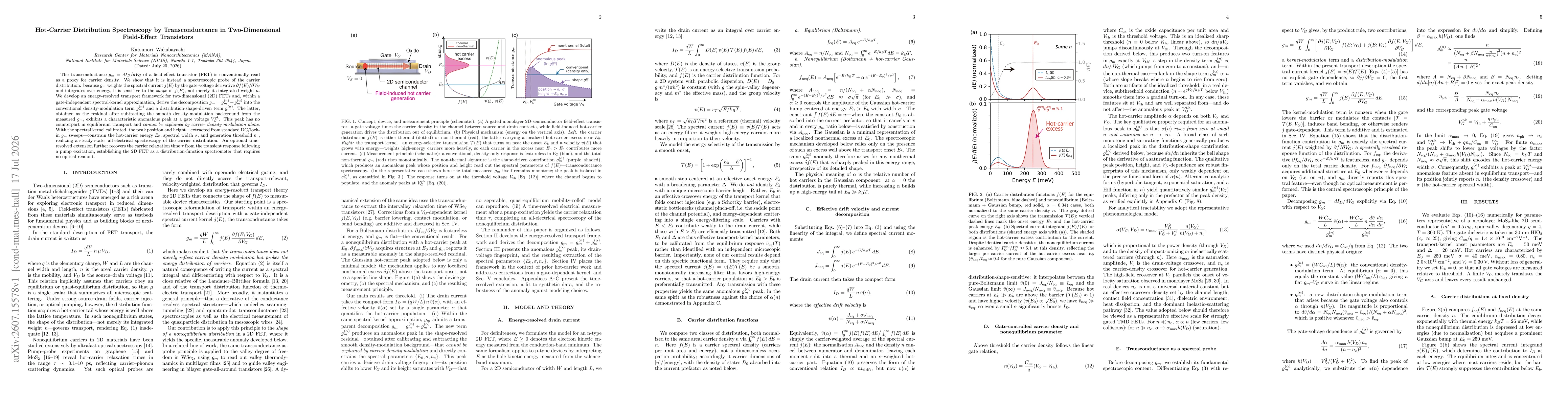 Thumbnail for Hot-Carrier Distribution Spectroscopy by Transconductance in Two-Dimensional Field-Effect Transistors