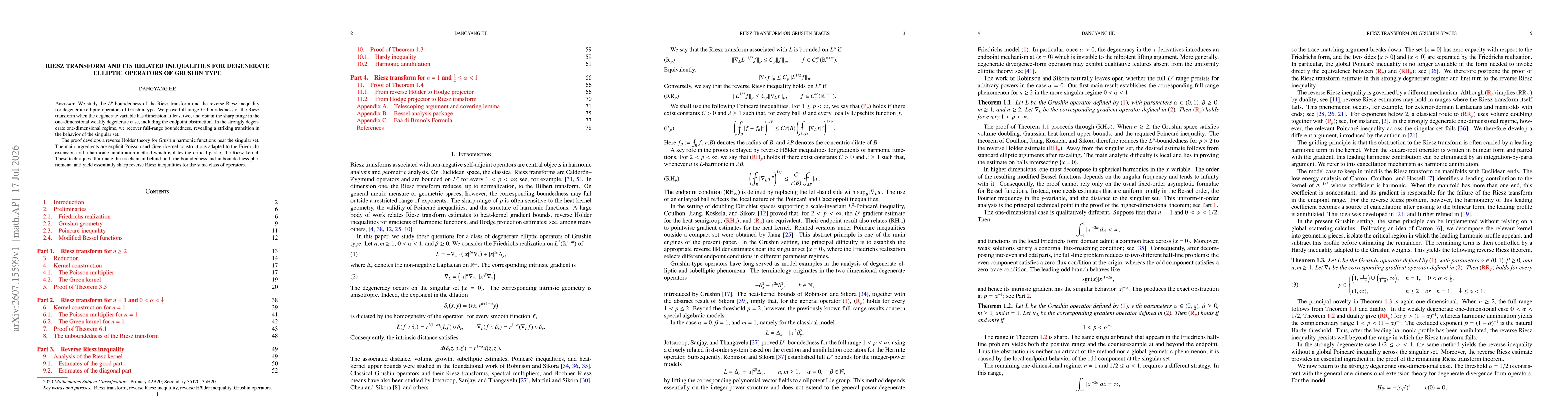 Thumbnail for Riesz transform and its related inequalities for degenerate elliptic operators of Grushin type